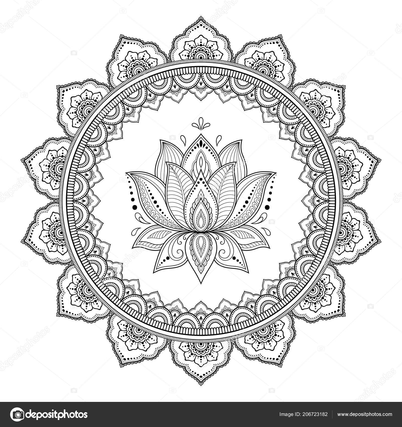 Circular Pattern Form Mandala Lotus Flower Henna Mehndi Tattoo Decoration  Stock Vector Image by ©.com #206723182
