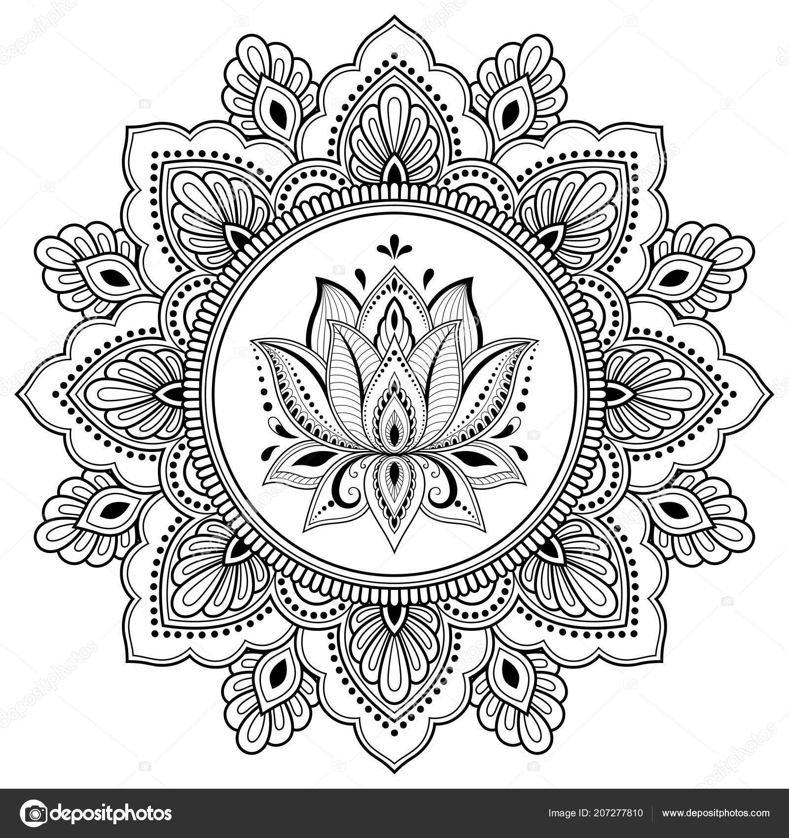 Circular Pattern Form Mandala Lotus Flower Henna Mehndi Tattoo Decoration  Stock Vector Image by ©.com #207277810