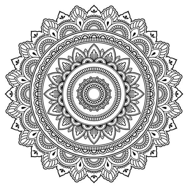 Modèle Circulaire Forme Mandala Pour Henné Mehndi Tatouage Décoration Ornement — Image vectorielle