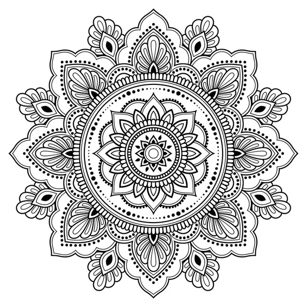 Modello Circolare Forma Mandala Henna Mehndi Tatuaggio Decorazione Decorativo Ornamento — Vettoriale Stock