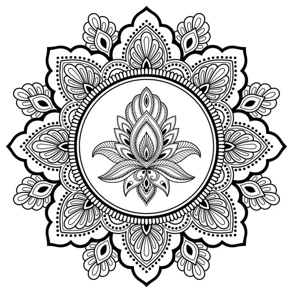 Kreisförmiges Muster Form Von Mandala Mit Lotusblume Für Henna Mehndi — Stockvektor