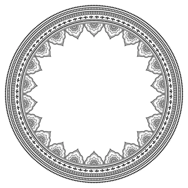 Körkörös Minta Formájában Mandala Mehndi Tetoválás Henna Dekoráció Díszítő Keret — Stock Vector