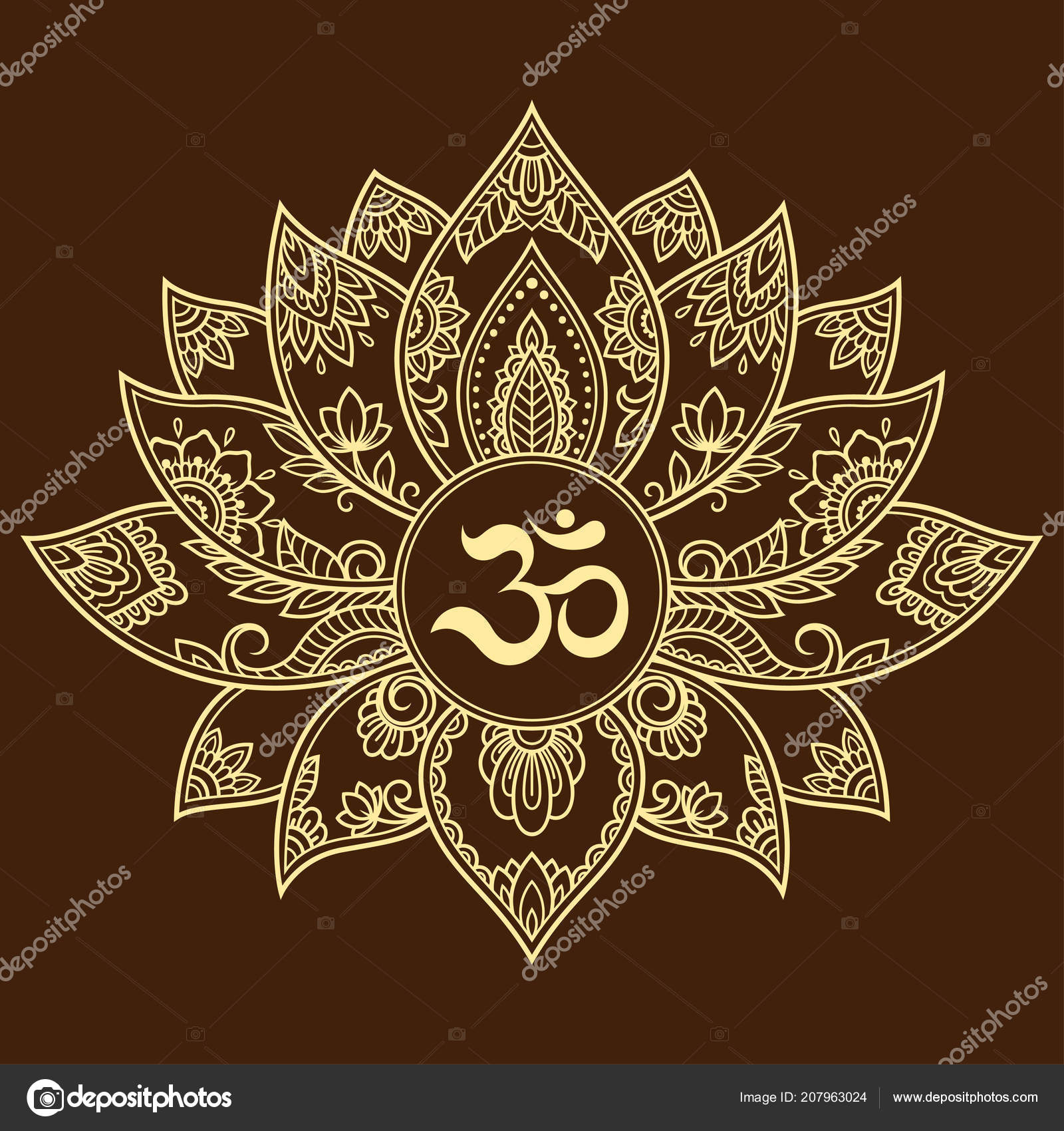 Mehndi Lotus Flower Pattern Mantra