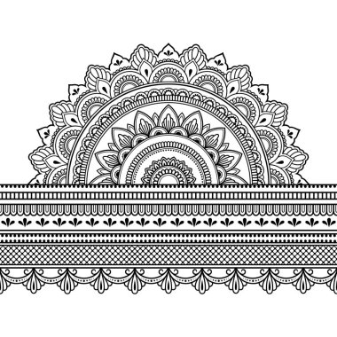 Tasarım, uygulama, kına, Mehndi ve dövme için mandala ile sorunsuz sınırları. Etnik oryantal tarzda dekoratif desen.