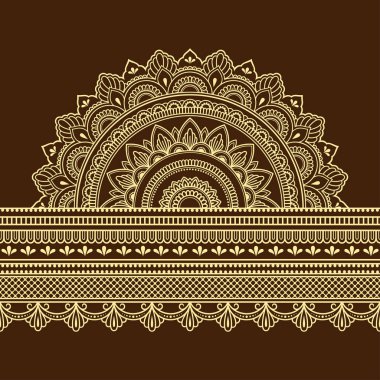 Tasarım, uygulama, kına, Mehndi ve dövme için mandala ile sorunsuz sınırları. Etnik oryantal tarzda dekoratif desen.