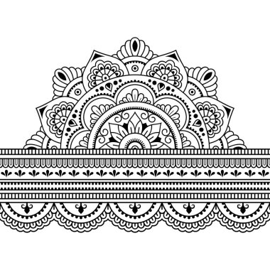 Tasarım, uygulama, kına, Mehndi ve dövme için mandala ile sorunsuz sınırları. Etnik oryantal tarzda dekoratif desen.