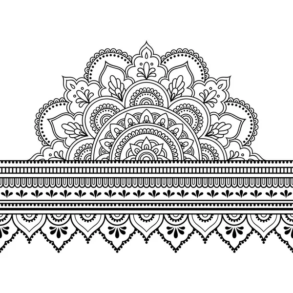 Sömlös Gränser Med Mandala För Design Tillämpningen Henna Mehndi Och — Stock vektor