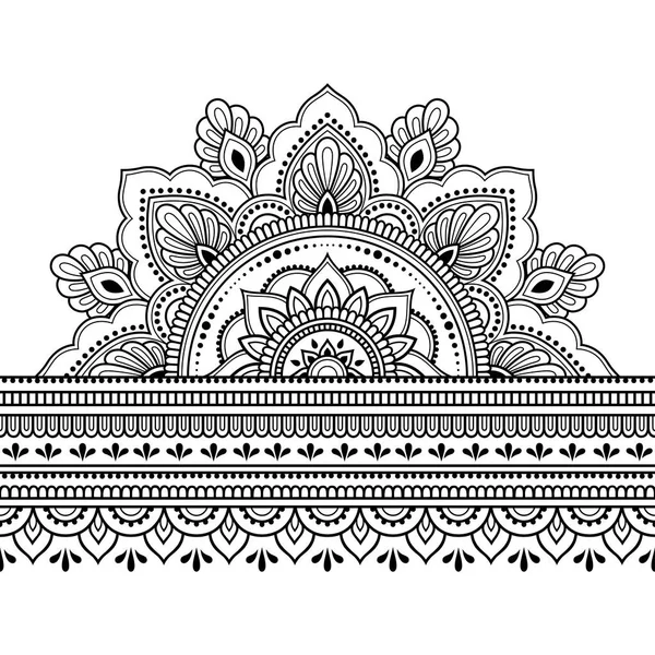 マンダラの設計 一時的な刺青とタトゥーのアプリケーションとシームレスな境界線 エスニック オリエンタル スタイルで装飾的なパターン — ストックベクタ