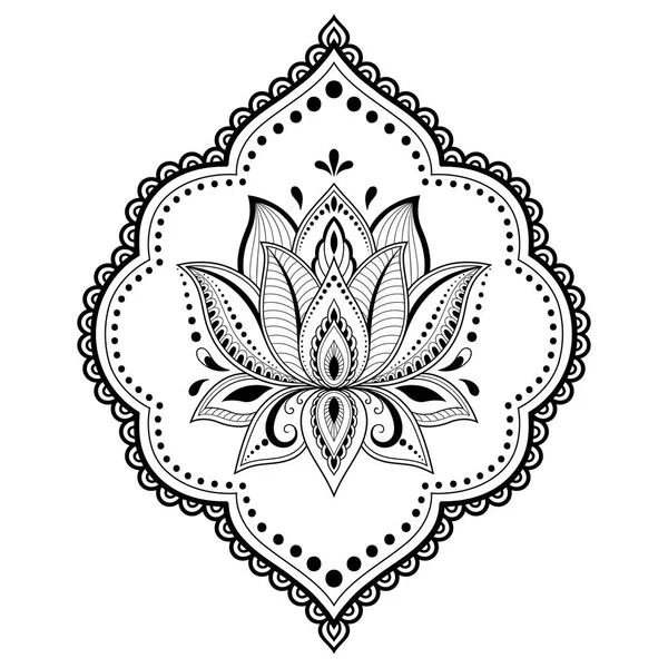 Цветочный Узор Мехнди Лотос Рисунка Татуировки Хенны Декорации Этническом Восточном — стоковый вектор