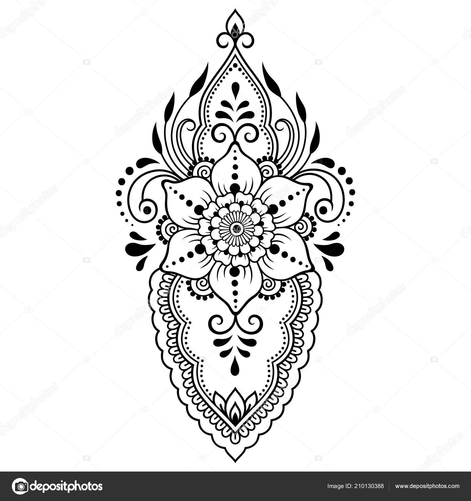 ヘナ図面とタトゥーの一時的な刺青の花パターン エスニック オリエンタル インド スタイルで装飾 ストックベクター C Rugame Tera Gmail Com