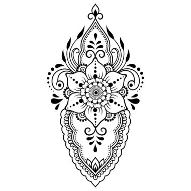 Mehndi kına çizim ve dövme için çiçek deseni. Etnik oryantal, Hint tarzında.
