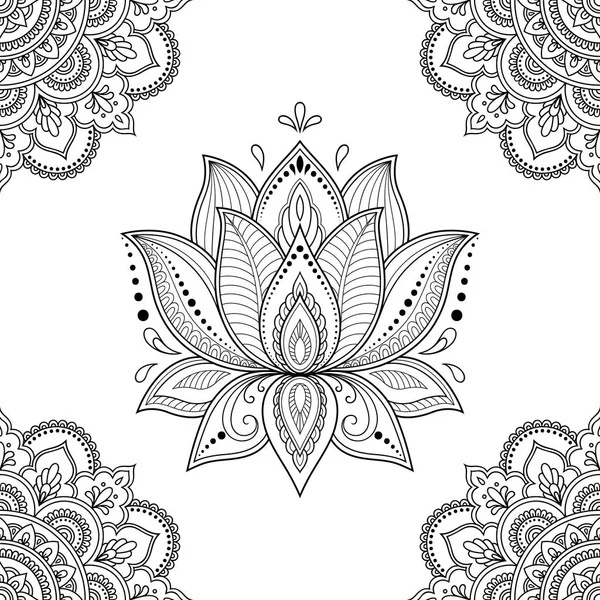 Бесшовный Декоративный Узор Этническом Восточном Стиле Мандала Цветок Лотоса Стиле — стоковый вектор