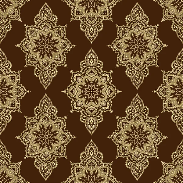 Patrón Flores Decorativas Sin Costuras Estilo Étnico Indio Oriental Plantilla — Archivo Imágenes Vectoriales