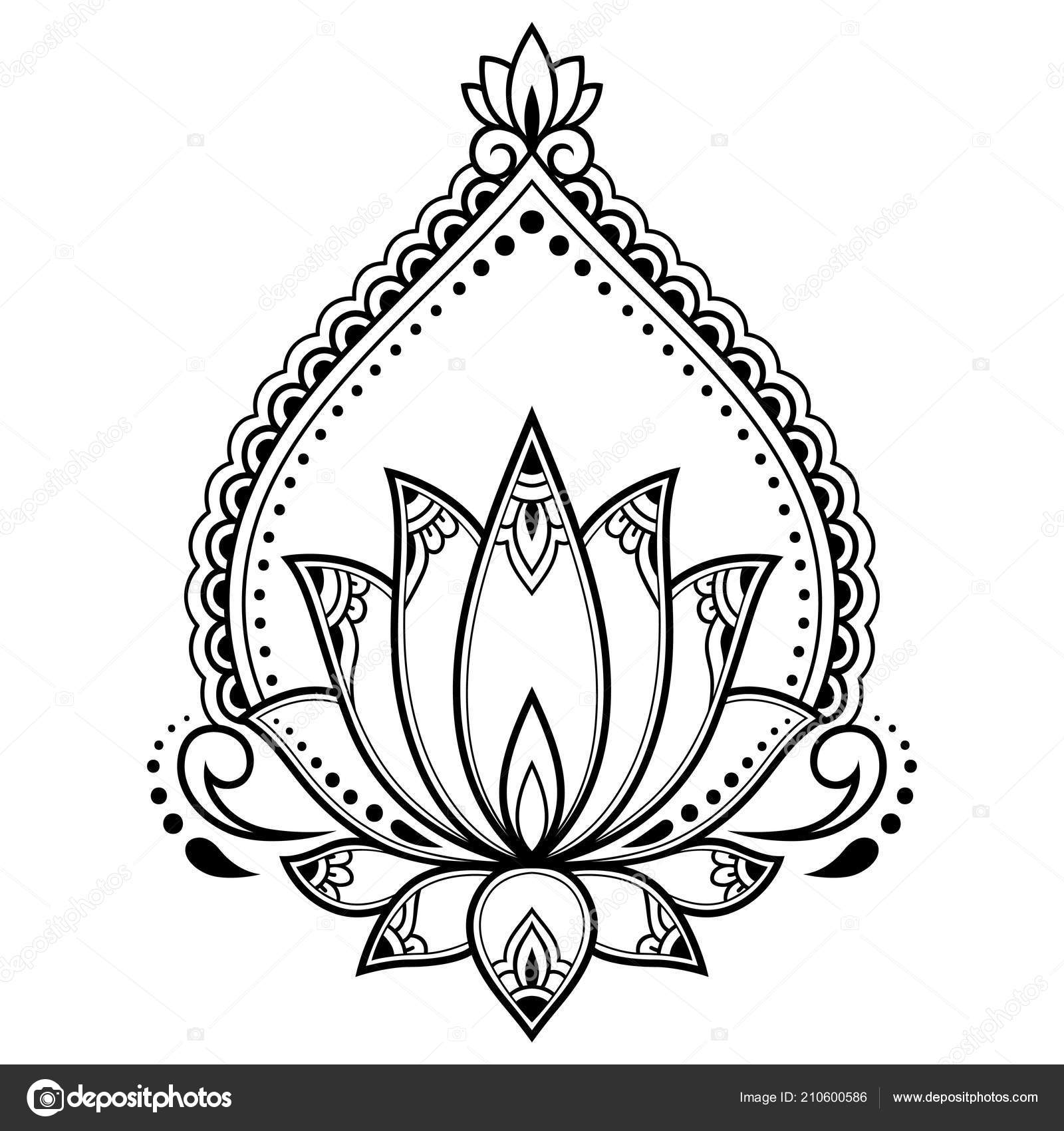 Motif Fleurs Lotus Mehndi Pour Dessin Henné Tatouage