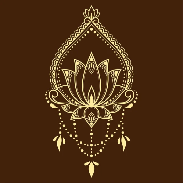 Kına çizimi ve dövme için Mehndi lotus çiçeği deseni. Etnik doğu tarzı dekorasyon, Hint tarzı..