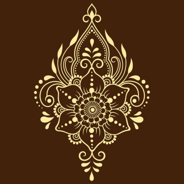Mehndi kına çizim ve dövme için çiçek deseni. Etnik oryantal, Hint tarzında.