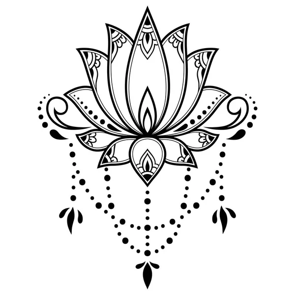 Mehndi Lotus Flower Pattern Henna Drawing Tattoo Vector