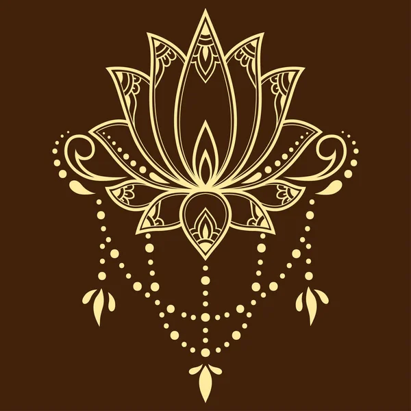 Modèle Fleur Lotus Mehndi Pour Dessin Henné Tatouage Décoration Orientale — Image vectorielle