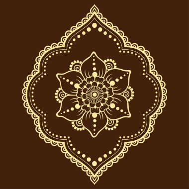 Mehndi kına çizim ve dövme için çiçek deseni. Etnik oryantal, Hint tarzında.