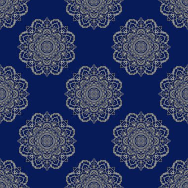 Sorunsuz Dekoratif süsleme etnik oryantal tarzı. Kına Mehndi, dövme, dekorasyon için mandala şeklinde dairesel desende.