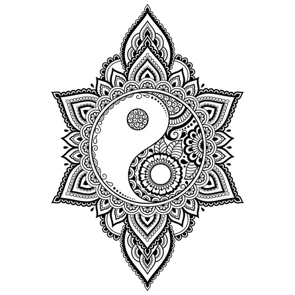 Modello Circolare Forma Mandala Henna Mehndi Tatuaggio Decorazione Ornamento Decorativo — Vettoriale Stock
