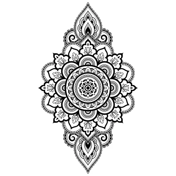 Patrón Circular Forma Mandala Con Flor Para Henna Mehndi Tatuaje — Vector de stock