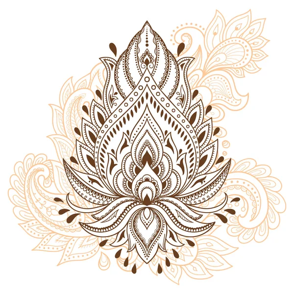 Modèle Fleur Lotus Mehndi Pour Dessin Henné Tatouage Décoration Orientale — Image vectorielle