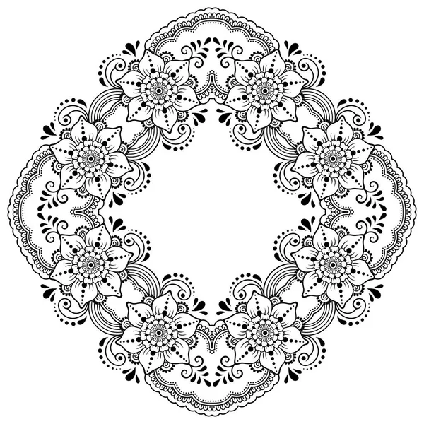 Circular Pattern Form Mandala Flower Henna Mehndi Tattoo Decoration Decorative — Stock Vector