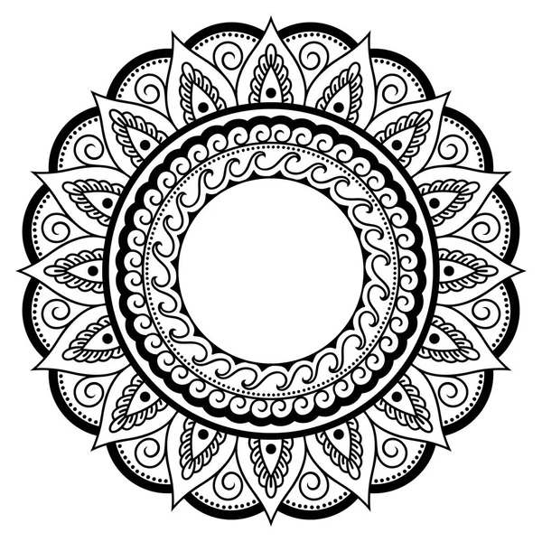 Sirkulært Mønster Form Mandala Med Blomst Til Henna Mehndi Tatovering – stockvektor