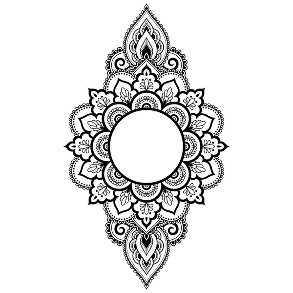 ヘンナ一時的な刺青 タトゥー 装飾のために花をマンダラの形で円形パターン エスニック オリエンタル スタイルで装飾的な飾り 本ページを着色 — ストックベクタ