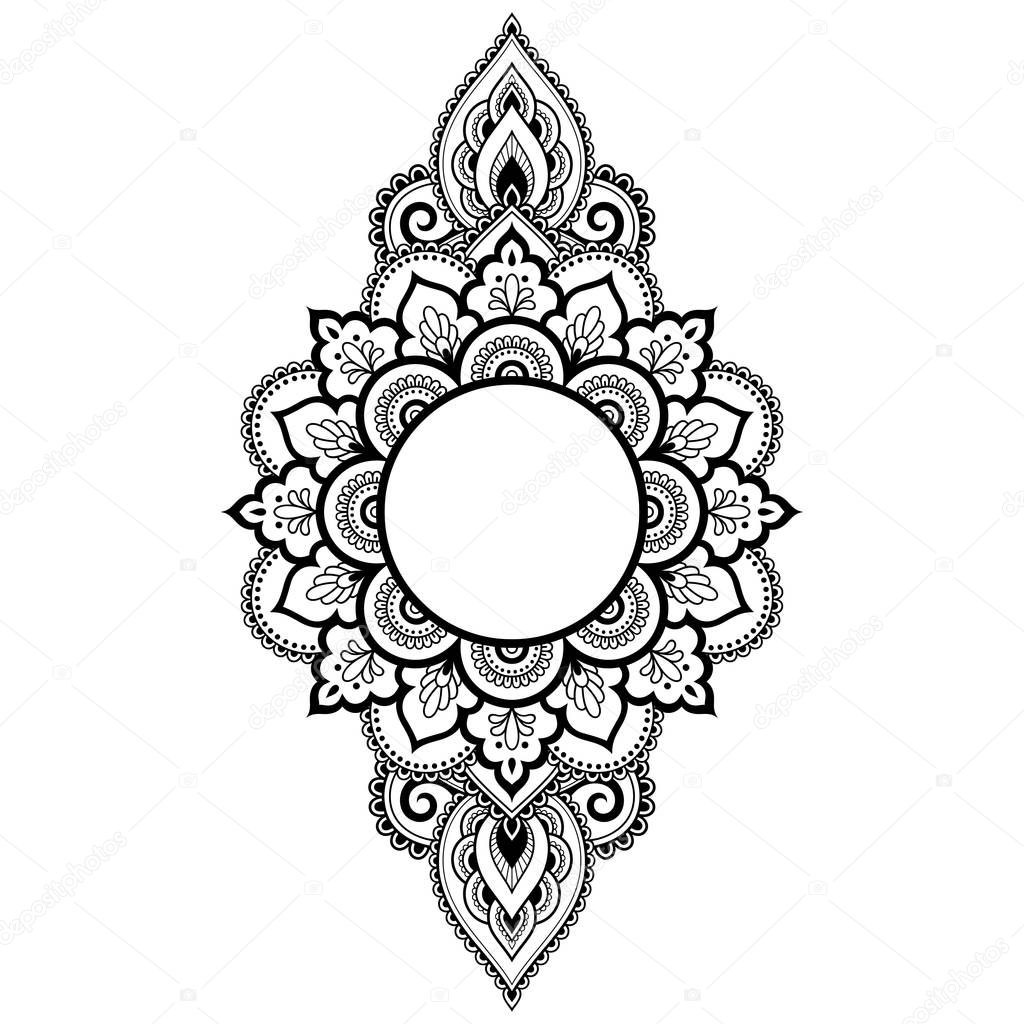 Circular pattern in form of mandala with flower for Henna, Mehndi, tattoo, decoration. Decorative ornament in ethnic oriental style. Coloring book page.