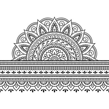 Tasarım, uygulama, kına, Mehndi ve dövme için mandala ile sorunsuz sınırları. Etnik oryantal tarzda dekoratif desen.