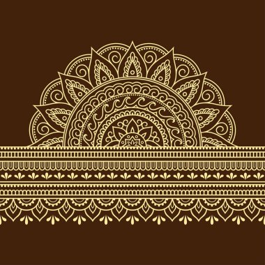 Tasarım, uygulama, kına, Mehndi ve dövme için mandala ile sorunsuz sınırları. Etnik oryantal tarzda dekoratif desen.
