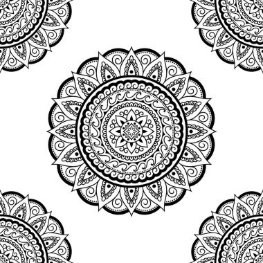 Sorunsuz Dekoratif süsleme etnik oryantal tarzı. Kına Mehndi, dövme, dekorasyon için mandala şeklinde dairesel desende.