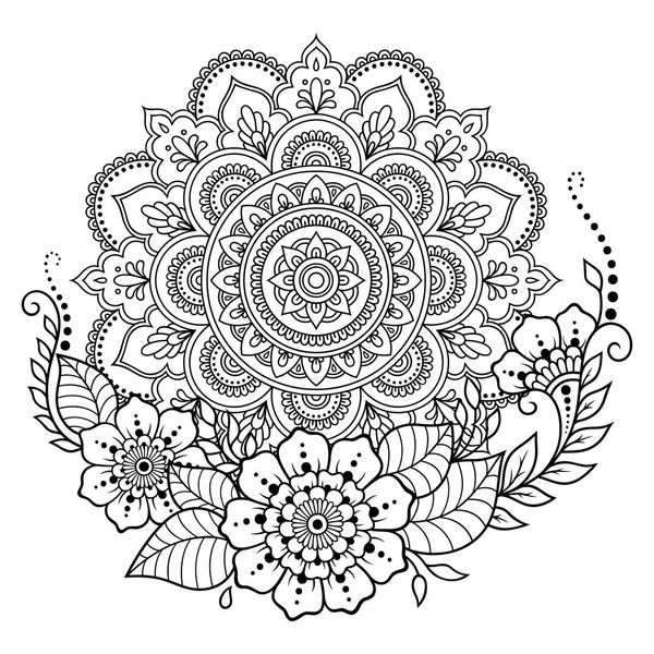 Circulaire Patroon Vorm Van Een Mandala Met Bloem Voor Henna — Stockvector