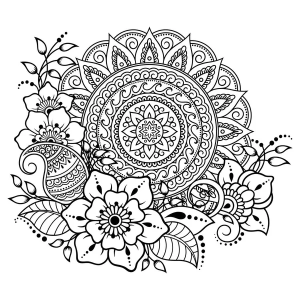 Circular Pattern Form Mandala Flower Henna Mehndi Tattoo Decoration Decorative — Stock Vector