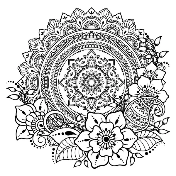 Kreisförmiges Muster Form Von Mandala Mit Blume Für Henna Mehndi — Stockvektor