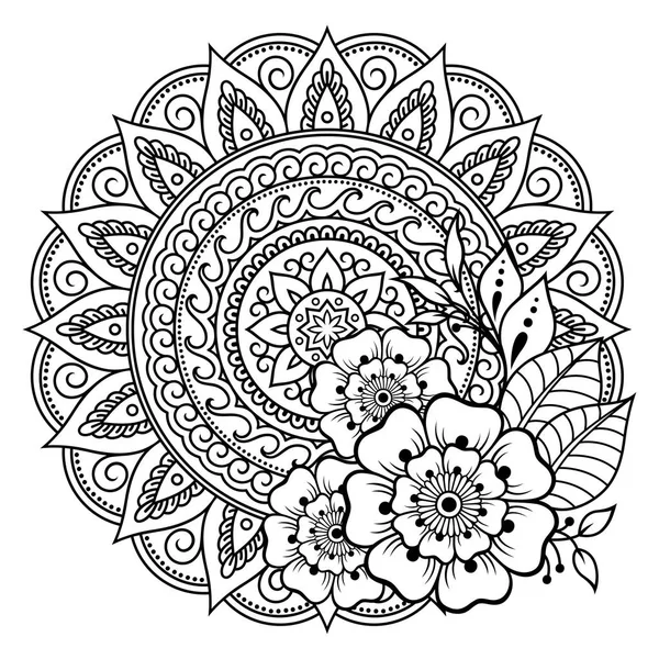 Circular Pattern Form Mandala Flower Henna Mehndi Tattoo Decoration Decorative — Stock Vector