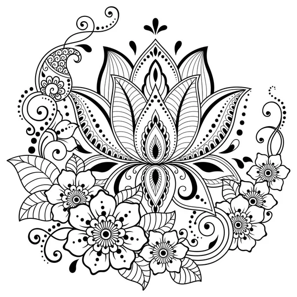 Mehndi Lotusblumen Muster Für Henna Zeichnung Und Tätowierung Dekoration Ethnisch — Stockvektor