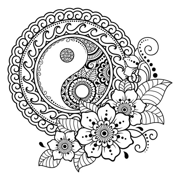 Круговому Візерунку Вигляді Мандали Хною Менді Татуювання Прикраси Декоративний Орнамент — стоковий вектор
