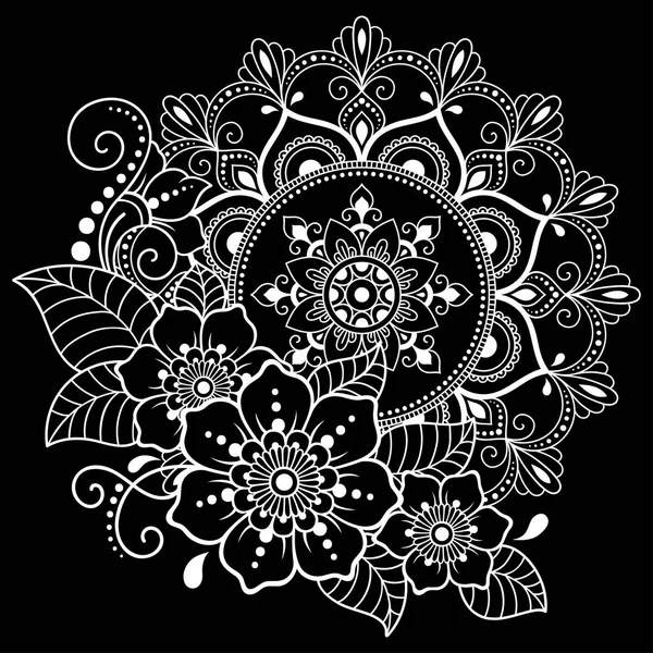 Körkörös Minta Formájában Mandala Mehndi Tetoválás Henna Dekoráció Virág Dekoratív — Stock Vector