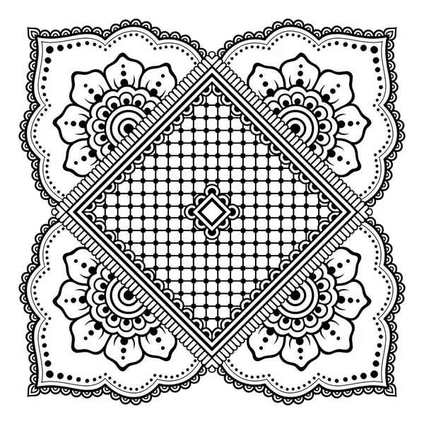 Modèle Circulaire Forme Mandala Avec Fleur Pour Henné Mehndi Tatouage — Image vectorielle