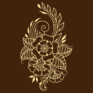 Mehndi kına çizim ve dövme için çerçeve çiçek desen. Etnik oryantal, Hint tarzında.