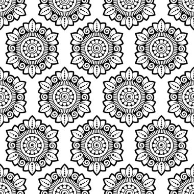 Sorunsuz Dekoratif süsleme etnik oryantal tarzı. Kına Mehndi, dövme, dekorasyon için mandala şeklinde dairesel desende.