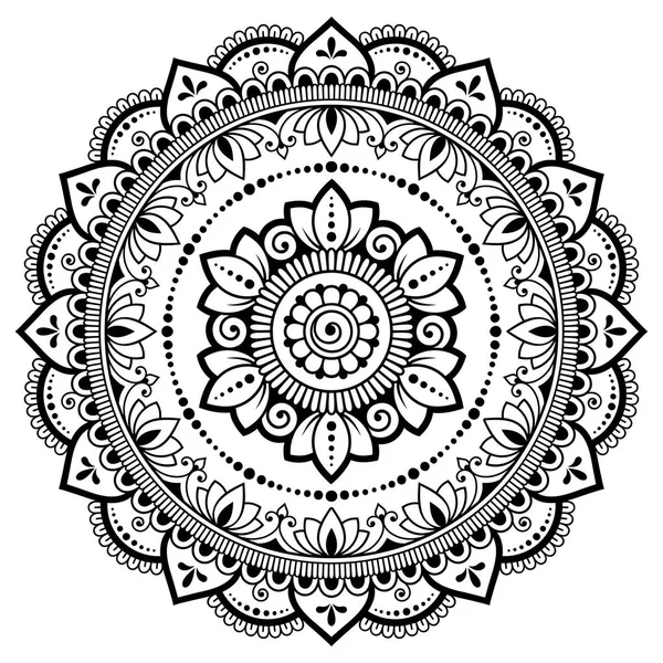 Padrão Circular Forma Mandala Com Flor Para Henna Mehndi Tatuagem — Vetor de Stock