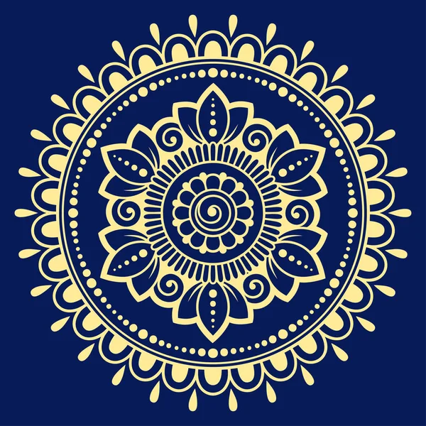 Patrón Circular Forma Mandala Con Flor Para Henna Mehndi Tatuaje — Archivo Imágenes Vectoriales