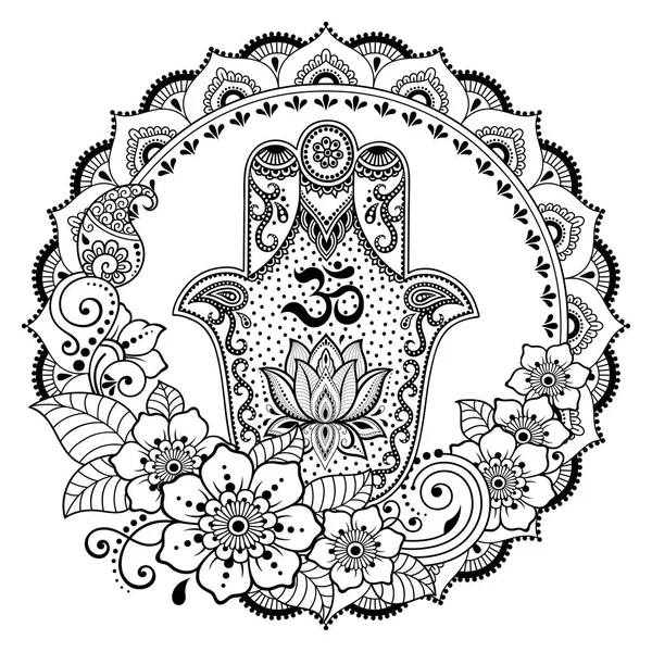 Padrão Circular Forma Mandala Para Henna Mehndi Tatuagem Decoração Ornamento — Vetor de Stock