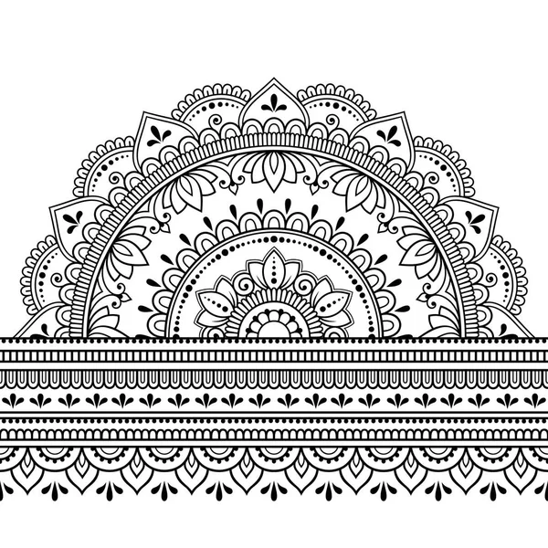 Бесшовные Границы Мандалой Дизайна Нанесения Хны Мехнди Татуировки Декоративный Узор — стоковый вектор