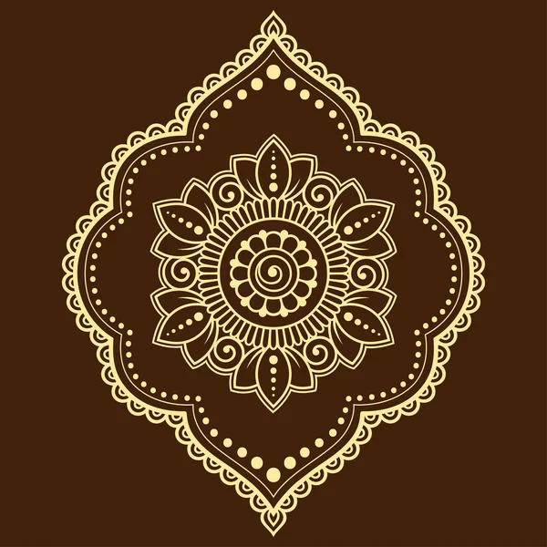 Patrón Circular Forma Mandala Con Flor Para Henna Mehndi Tatuaje — Archivo Imágenes Vectoriales