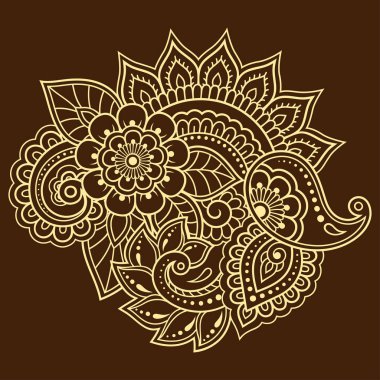 Mehndi kına çizim ve dövme için çiçek deseni. Etnik oryantal, Hint tarzında.